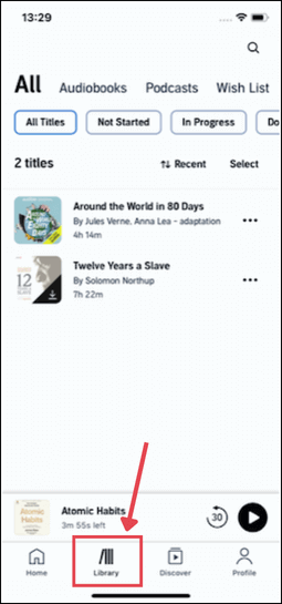iPhone audible app library